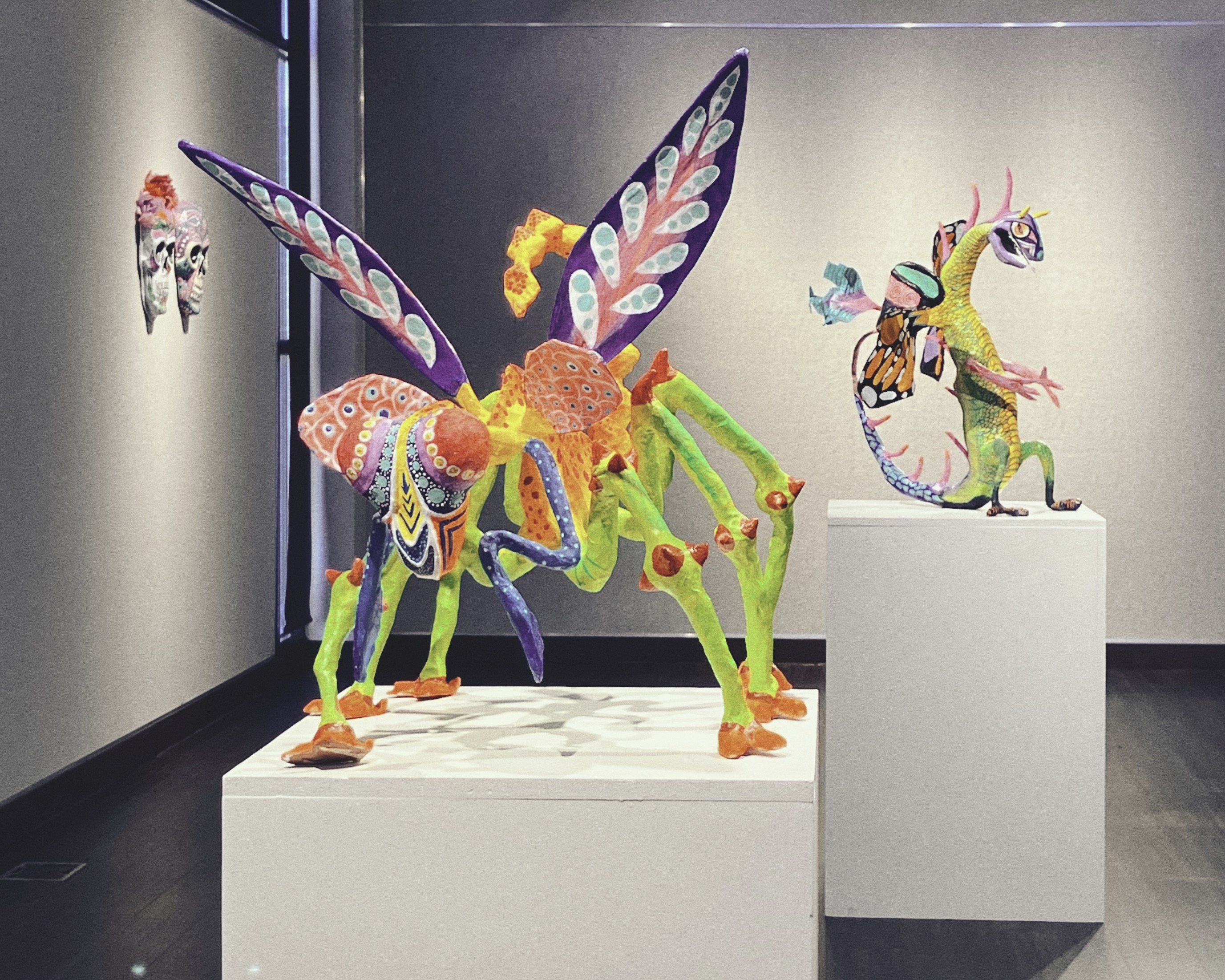 Student art work displayed inside of the Christopher Art Gallery